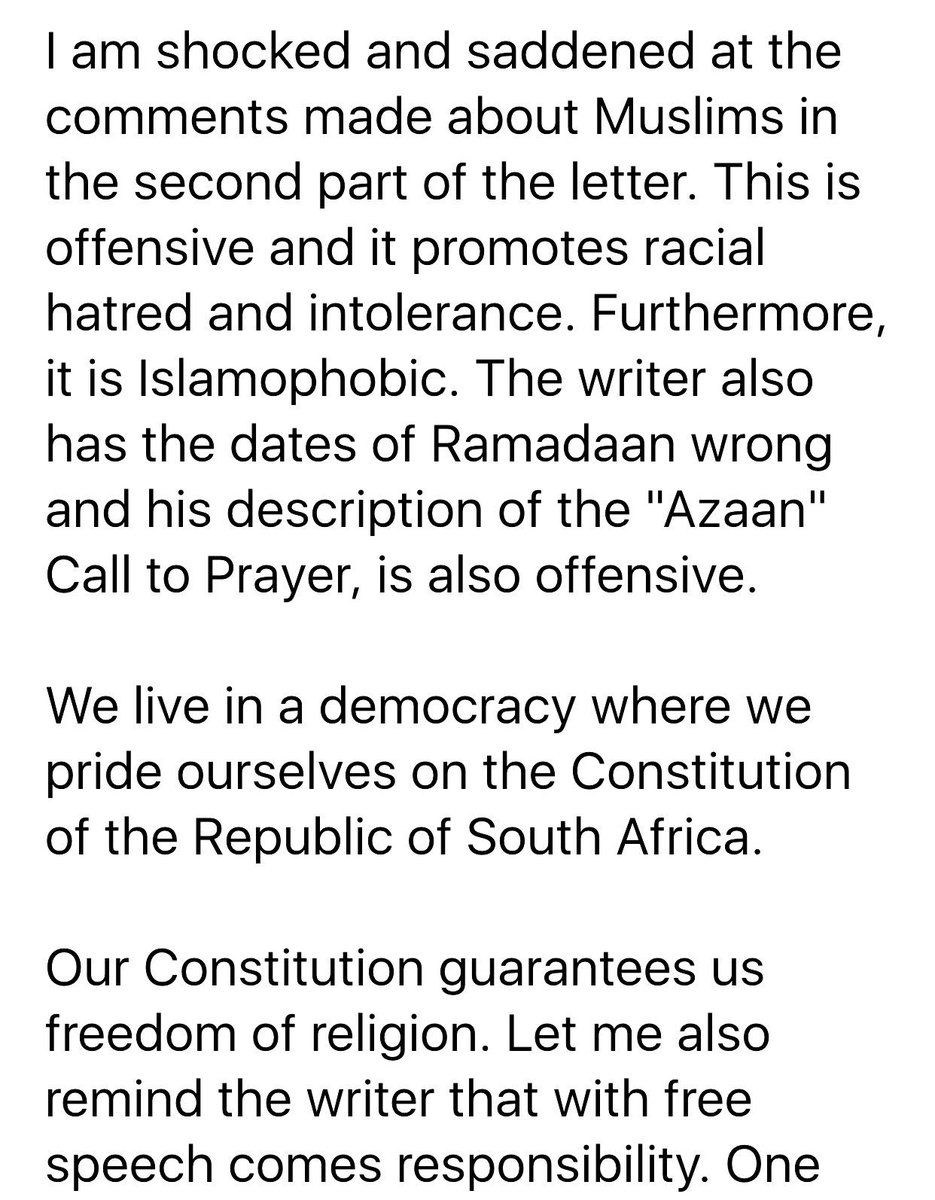 Abramjee's tweet photo. I have written to the Principal of The King's School Linbro Park about the offensive letter. Awaiting reply. @Lesufi https://t.co/iPYPxZQo1c