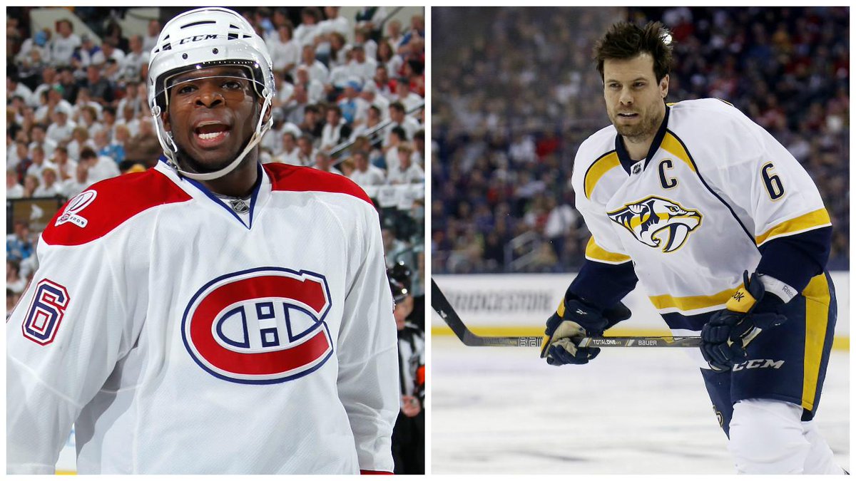 SportsCenter's tweet photo. THIS JUST IN: Montreal Canadiens trade P.K. Subban to Nashville Predators for Shea Weber. (via @Sportsnet) https://t.co/s4dHqC3A2j