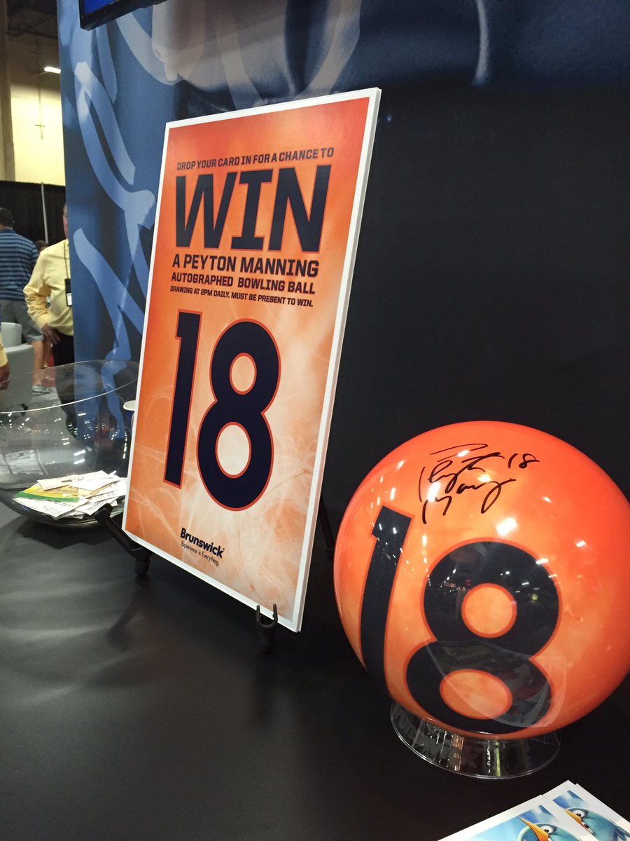 BrunBowl's tweet photo. A few more minutes and we'll pick a winner for signed Peyton Manning bowling ball @bowlexpo #bowlexpo16 #booth144 https://t.co/xQ8PhJwd4U