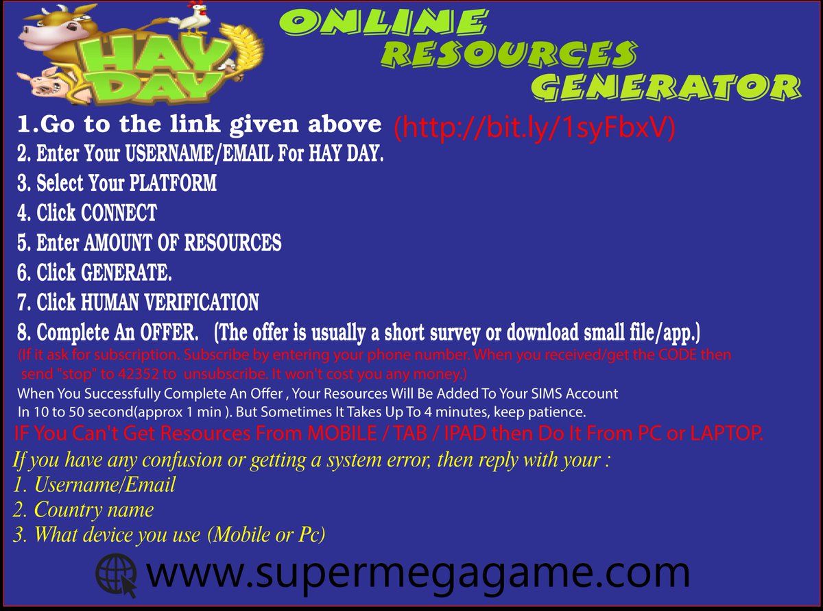 Game_Resources's tweet image. Go To This Link For Unlimited Free HAY DAY Diamonds &amp;amp; Coins :
bit.ly/1syFbxV 
Instructions Given Below