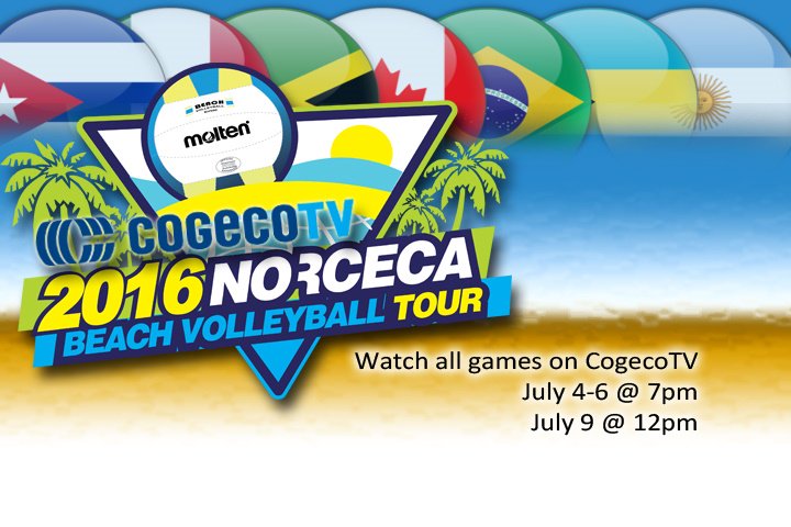 Air times for NORCECA Beach Volleyball brought to you by COGECOTV. <a href="/NORCECAnorthbay/">NORCECA</a> <a href="/VisionNorthBay/">Vision Volleyball</a>  @cogecotvnb