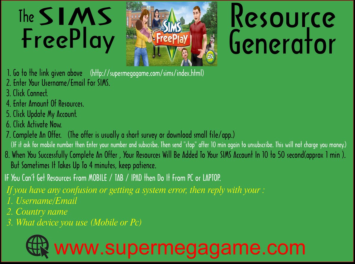 Game_Resources's tweet image. Go To This Link For Free Unlimited THE SIMS FREEPLAY Resources :
bit.ly/1sG8cbz
Instructions given below.