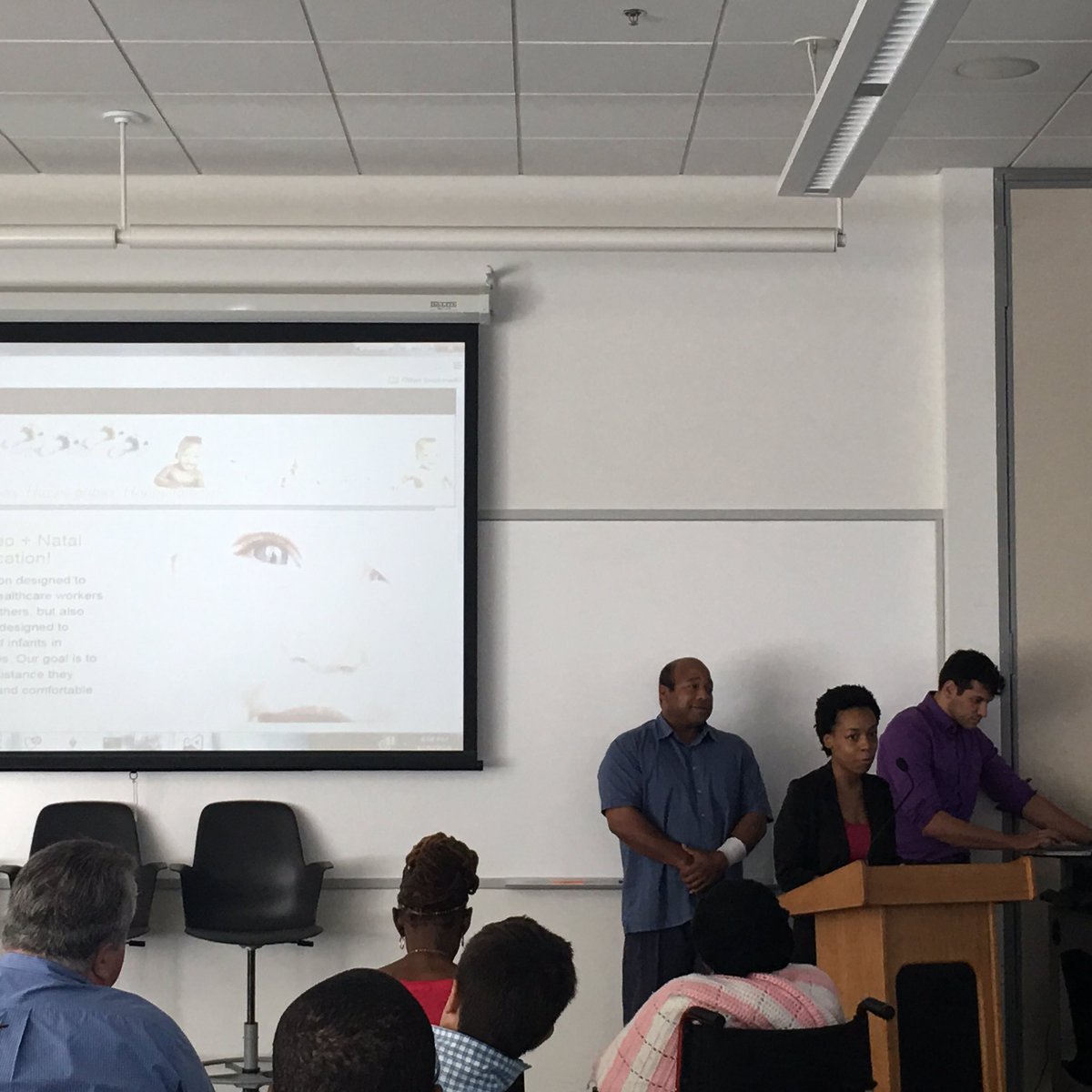 HackCleveland's tweet photo. Filling that tech pipeline in #CLE with new Jr. Devs from #ClevelandCodes | capstone team "Fulton" demos their app https://t.co/JCkKoa3YXL