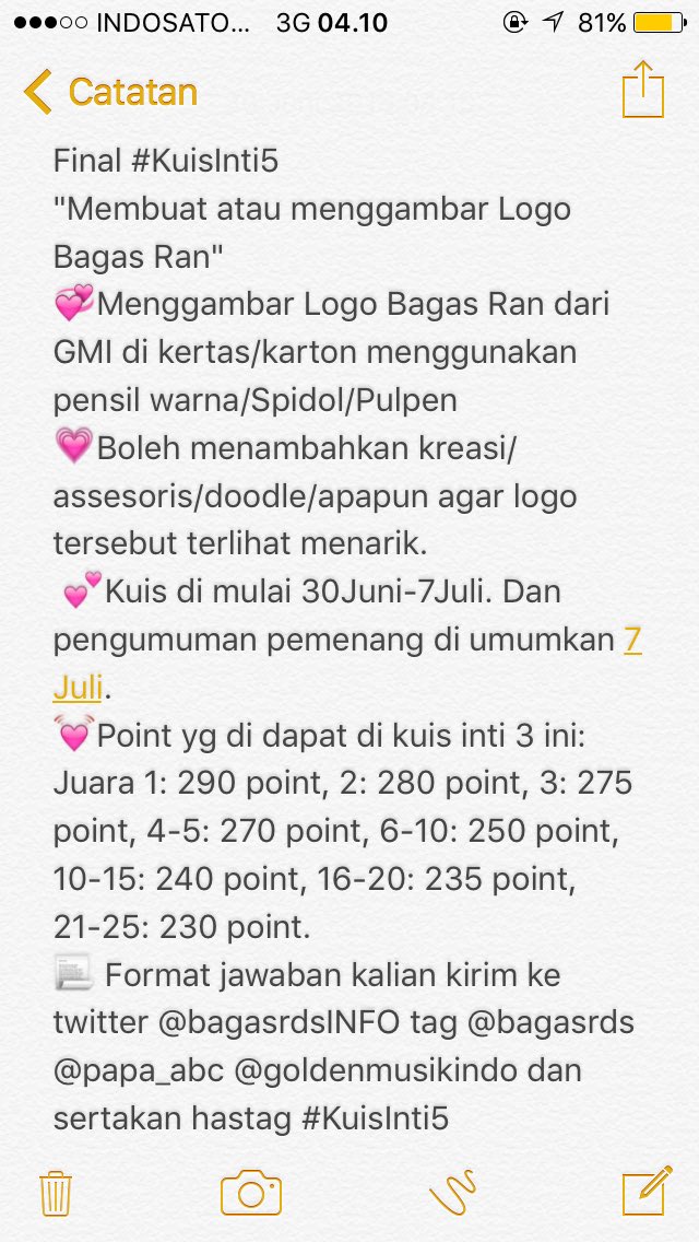 Inilah Final kuis kita yaitu #KuisInti5 , semangat! Goodluck Blovers. 💞😊 <a href="/bagasrds/">abang lari</a> <a href="/papa_abc/">Adit Bagas Cindy</a> <a href="/GoldenMusikIndo/">My Voice</a>