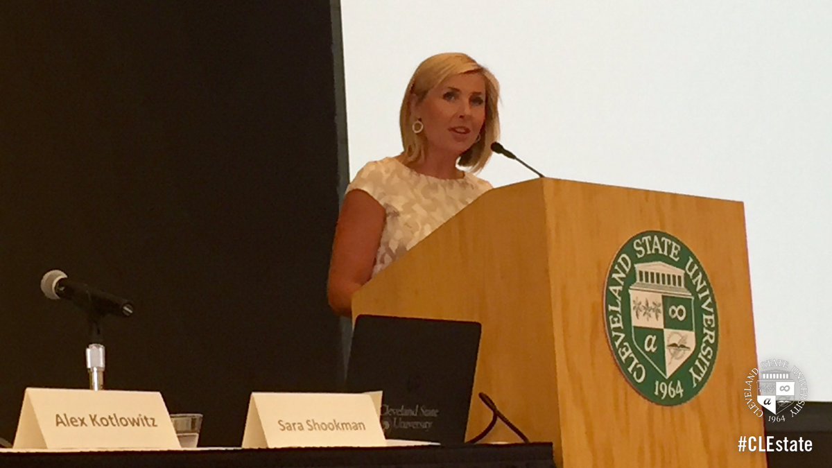 CLE_State's tweet photo. .@SaraShookman opens the final #CSULevinForum this year. Journalist Alex Kotlowitz is giving tonight's keynote. https://t.co/TuMEaI3QJo
