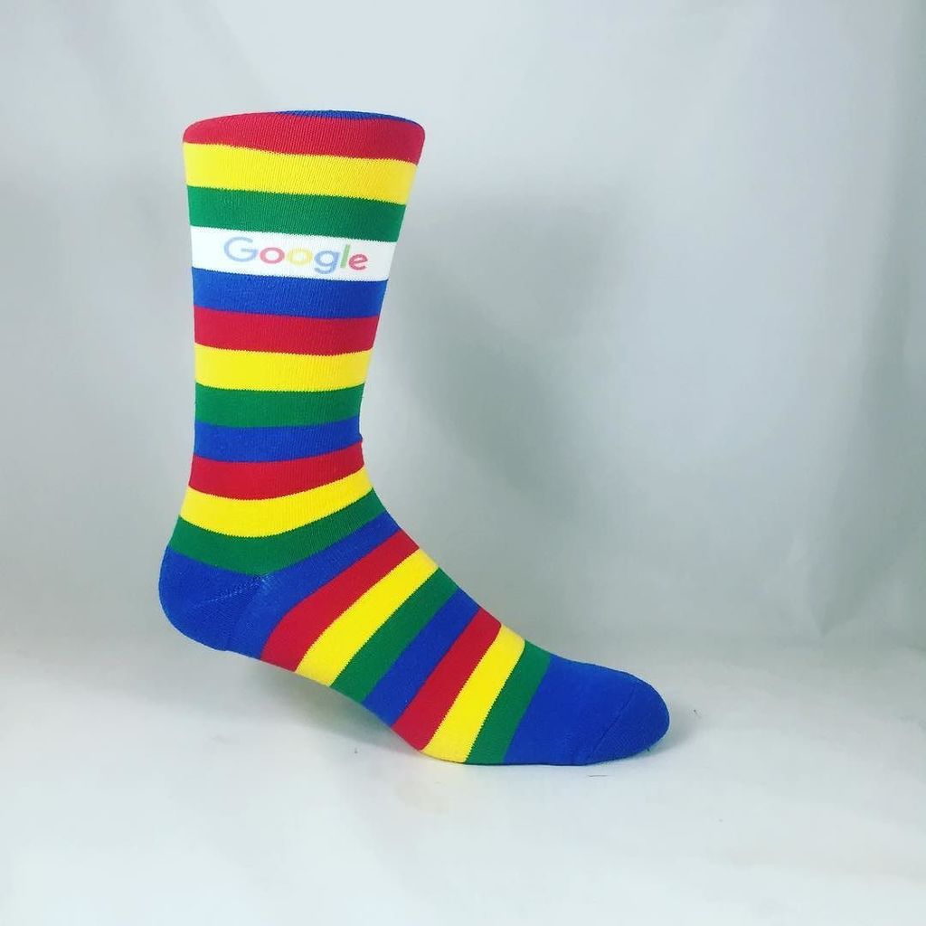 CustomSock's tweet photo. Here's a test sample we ran for Google. We were able to weave the entire sock, expect for the small white strip whi… https://t.co/soIqoOfRm2