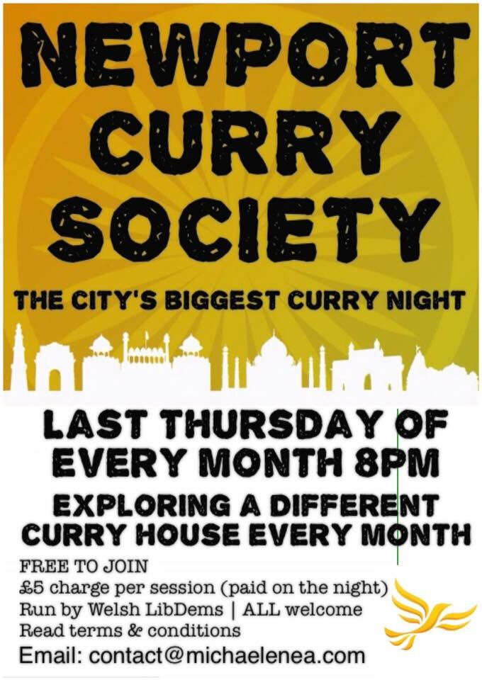 CURRY NIGHT!! Tomorrow night! Thurs, 30th June. 8pm at Popadoms Restaurant, High St, Newport!  ALL WELCOME!