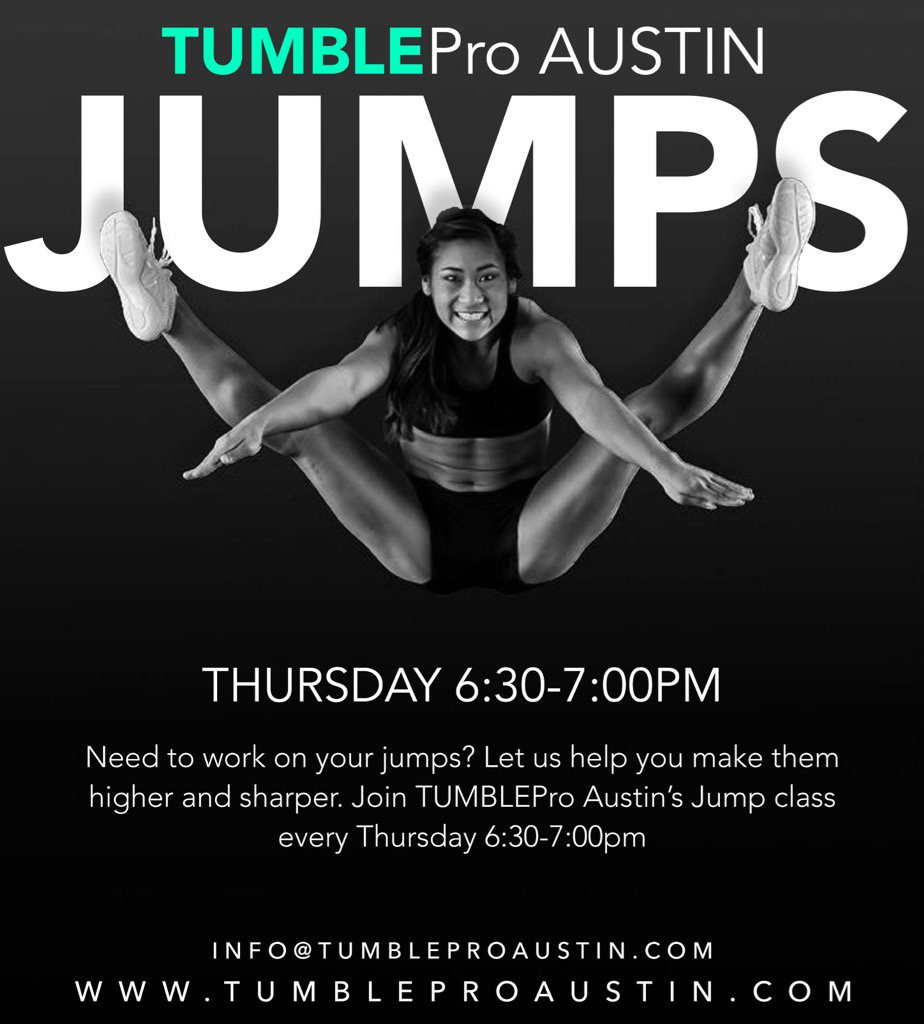 TumblePro_TX's tweet photo. Need help with your jumps!? Our jumps class on Thursday 6:30-7pm will help improve your jumps. ππ½ #iampro #mint2bpro https://t.co/1p9Pf6ur5f