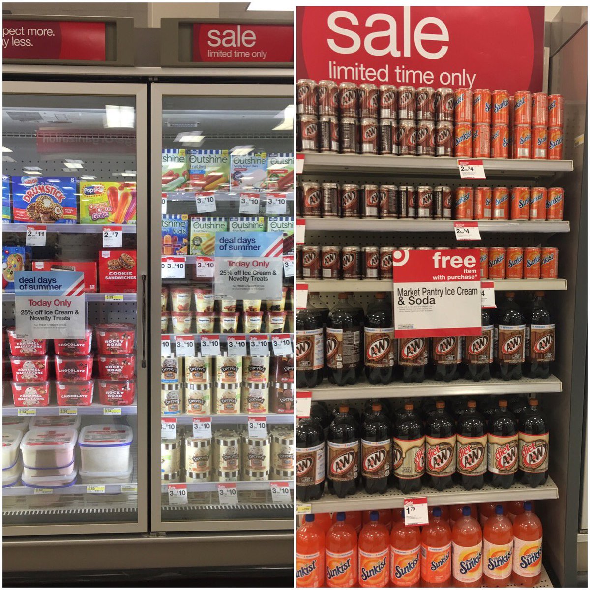 TGTGarrett's tweet photo. Pack our end cap to drive #dealdaysofsummer! Get your ice cream at #0318 make it a float! @KyleTGT1 @Andreya_Allen @ https://t.co/3cvXay9SXS