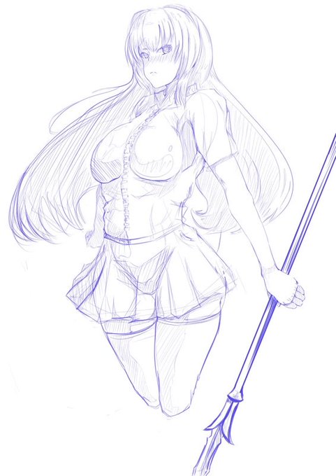 4時くらいに描き始めました。JKスカサハちゃん #女性キャラ版fateワンドロ 