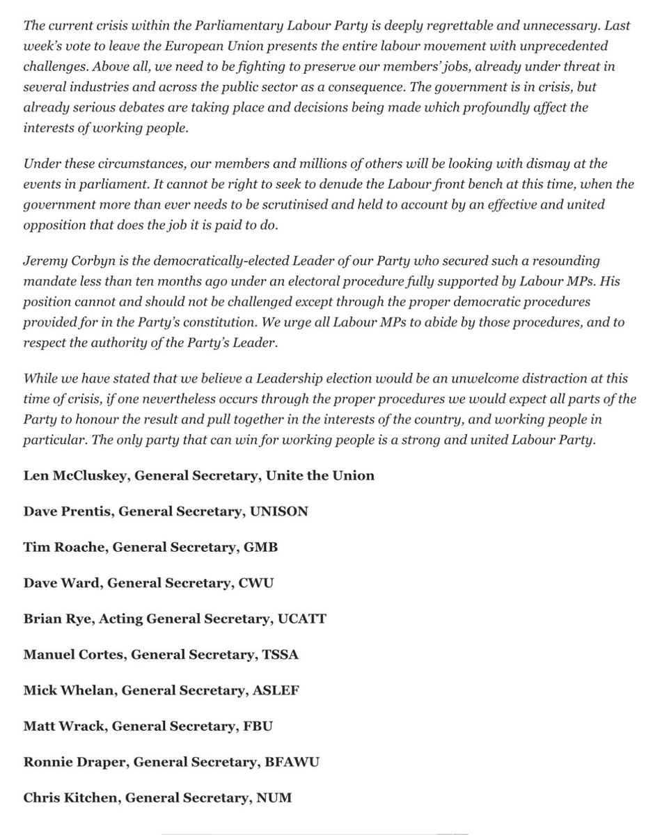 SamiRamadani1's tweet photo. Urgent: Ten of Britain's unions, including biggest, back @JeremyCorbyn, rebuke #BlairiteCoup &amp; uphold democracy https://t.co/AaBWaJehhZ