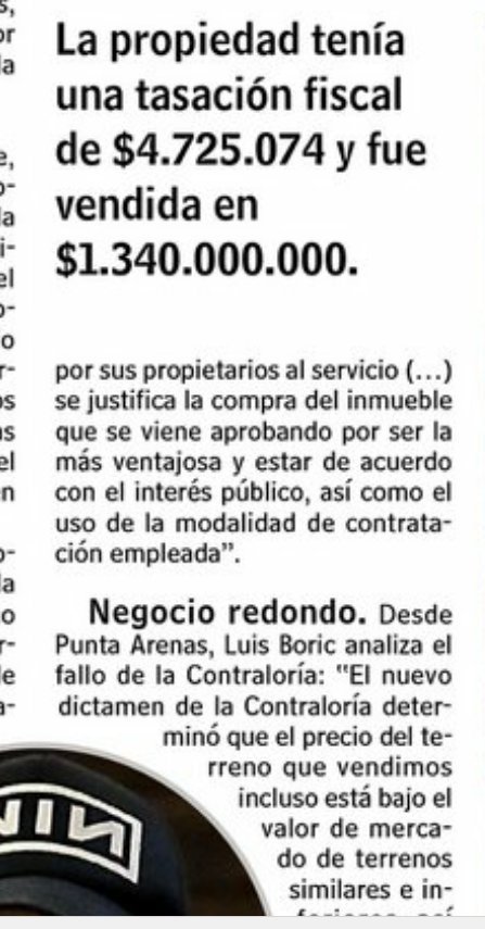 pablolirar's tweet photo. Padre de @gabrielboric vende a Serviu terreno cuya tasación fiscal era $4millones en $1.340millones.Negocio redondo https://t.co/voPMjZCkV4