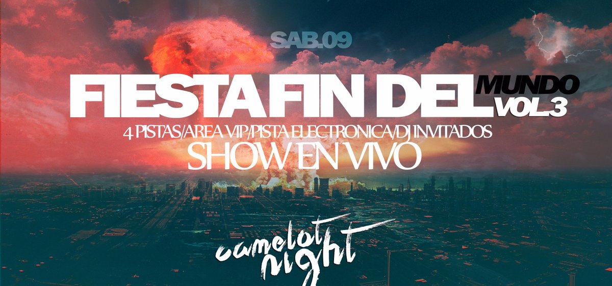CamelotNight's tweet photo. Ya esta todo mas que dicho!Este sábado 09 de julio.
#FiestaFinDelMundo #Vol3 rt y se van las primeras free! https://t.co/9GRsN0OuPn