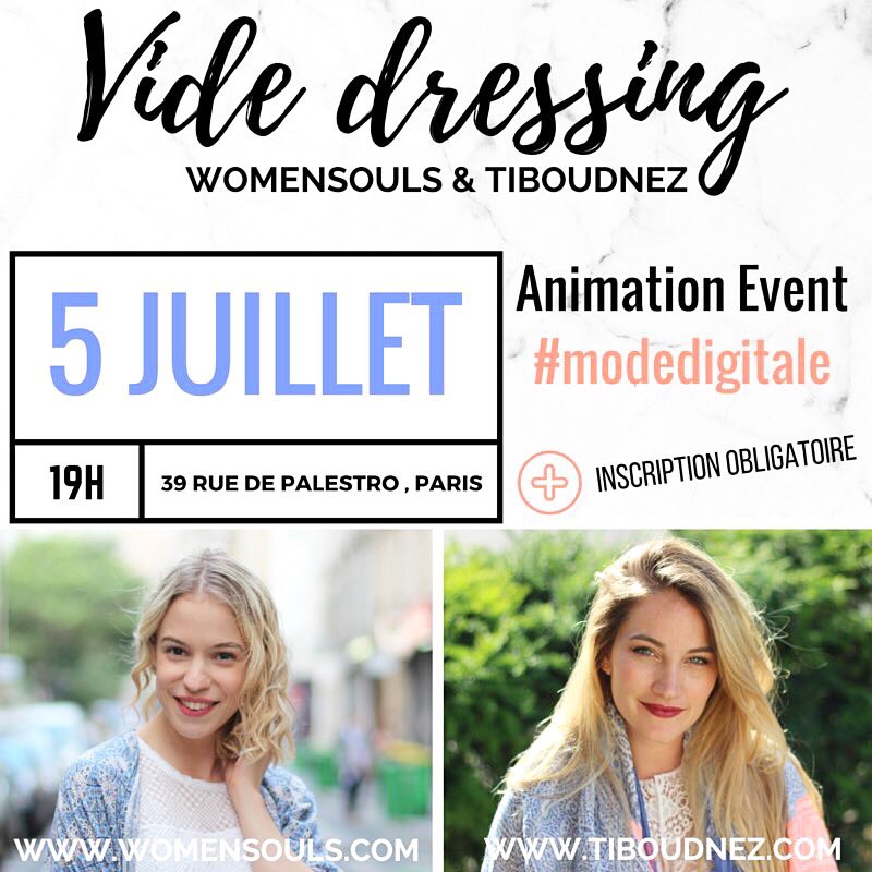 Taevane_flg's tweet image. Vide dressing sur l'event: En #modedigitale ! @MyleneTiboudnez @WomenSouls ! meetu.ps/2Ypqwj réservez vite!!