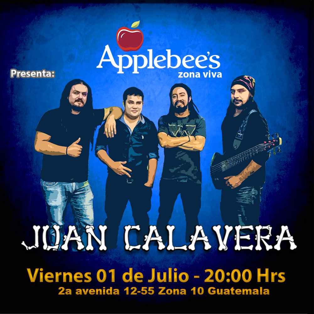 Este viernes vamos a tocar en <a href="/applebeesguate/">Applebee's Guatemala</a> de Zona 10! Quieres sacudir los Huesos? 8PM te esperamos ;)