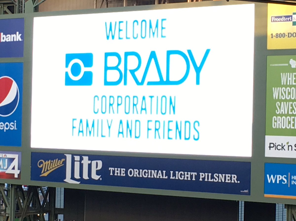 Brady is enjoying a night at the <a href="/Brewers/">Milwaukee Brewers</a> game!