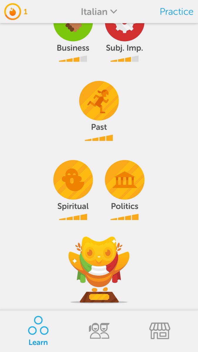 BaritoneAtPlay's tweet image. Excited to have finished @duolingo 's #italian lessons. #Spanish ✔️ #Italian ✔️ Br Portuguese is next 😉 #polyglot