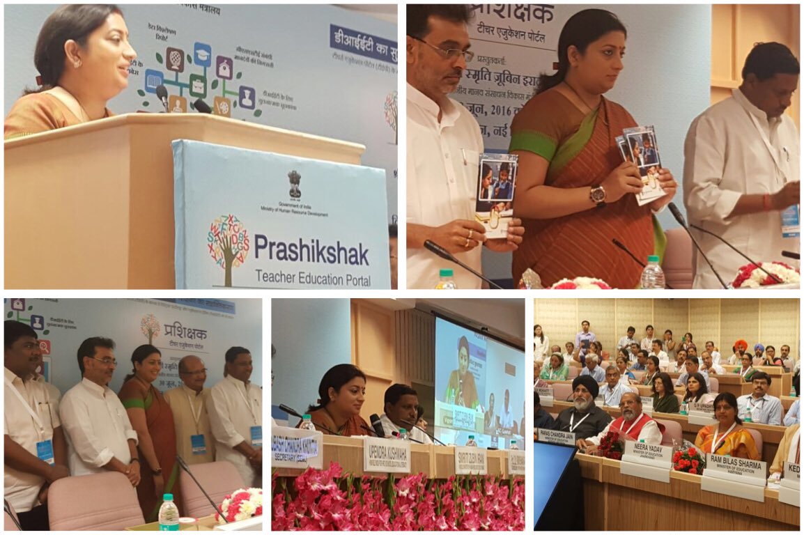 EduMinOfIndia's tweet photo. HRM @smritiirani &amp; other dignitaries at the launch of #Prashikshak - Teacher Education Portal. #RevampingEducation https://t.co/2eKOEpcmyK