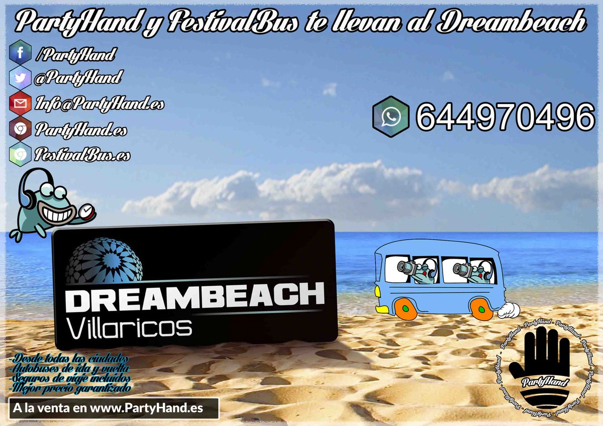 PartyHand's tweet image. En breves subidas de precios de los buses a #Dreambeach2016 y #ArenalSound2016 🌅🎉
Reserva el tuyo en PartyHand.es 🚍🚍