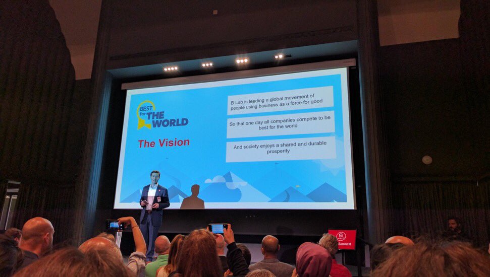 DOMIEarth's tweet photo. Celebrating all Bs shared vision is amazing, thanks to Nathan #BCorpSummit16 https://t.co/g27Hb1CRE6