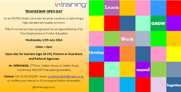 IntrainingSB's tweet image. for a chance to win an I pad. if you are 16-24 years old and interested in a #traineeship in #Scunthorpe