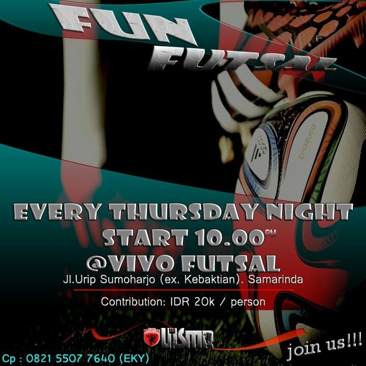 UtdIndonesiaSMR's tweet photo. Kembali mimin ingatkan, Tonight! Fun futsal #UISMR Jam:22.00Wita at Vivo Futsal (Lap matras atas) Kontribusi:20k. https://t.co/4QJCtmKyMm