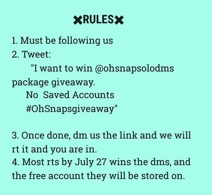Acc_Dm_For_U's tweet photo. 💫 I want to win @Ohsnapsolodms package giveaway 💫
✖ No saved accounts ✖
 #OhSnapsgiveaway
Rt please 🙏🙏❤ https://t.co/WrQuhwmTze