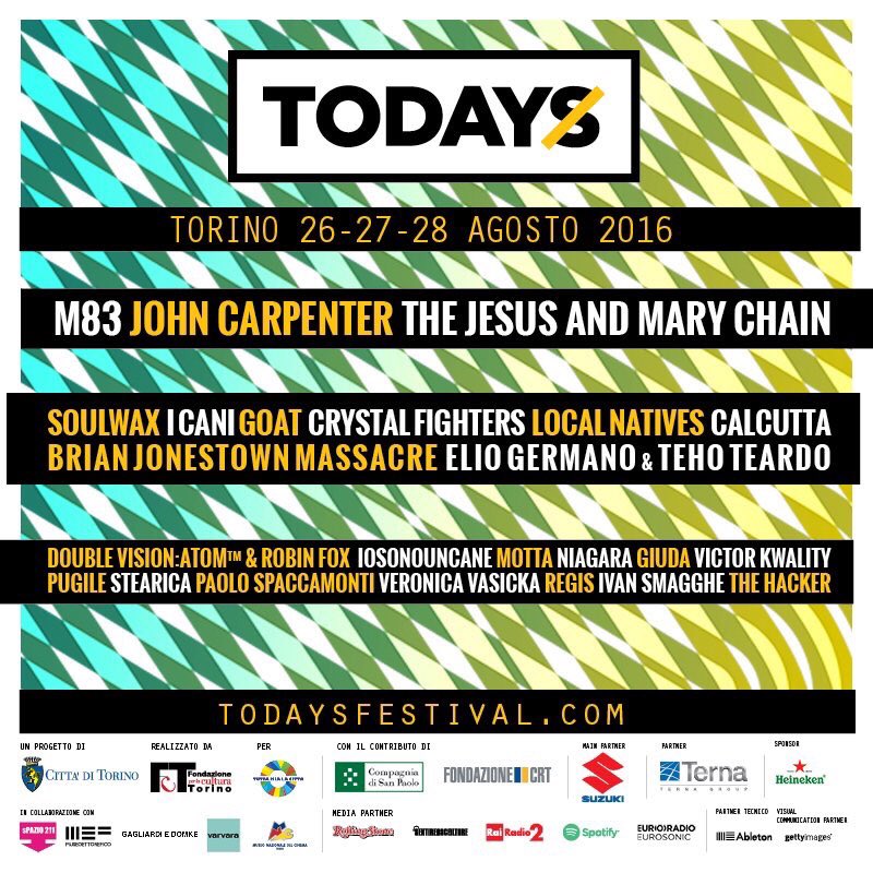 RT e vinci! I primi 5 che condivideranno la line up di #TODAYS16 riceveranno #spotifypremium in regalo per 3 mesi.
