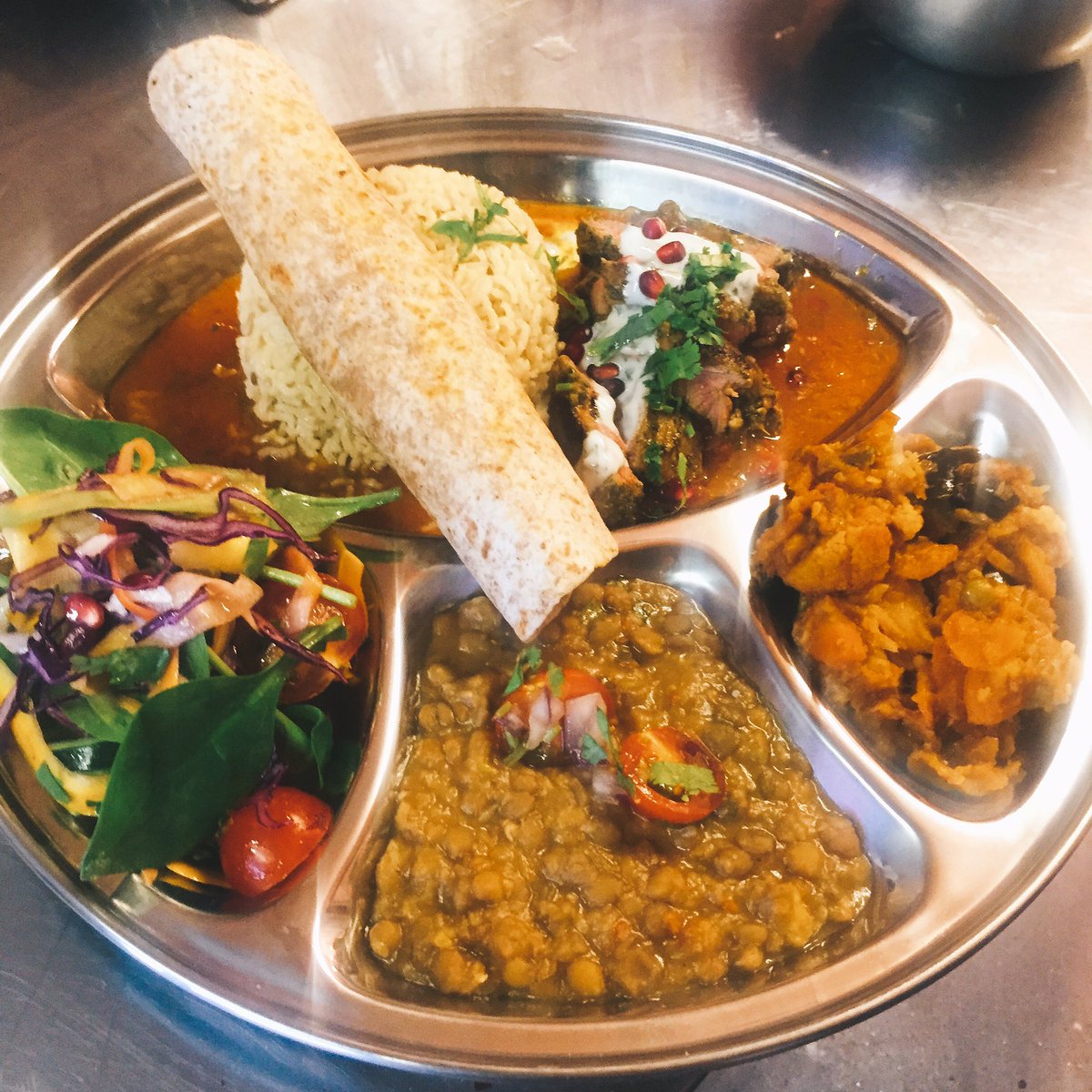 tasty_beast's tweet photo. #cooking a #storm at @indiesbristol1 last night #lush #lamb leg #steak #thali #indian #fusion #food #foodie #tasty https://t.co/hzmCfOPYLt
