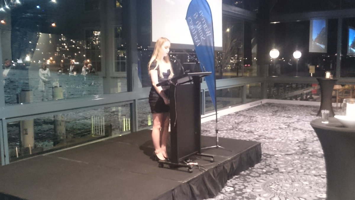 FRCTheDropBears's tweet photo. Team Captain Ellie speaking about our team at the WS+P 35 years celebration evening #omgrobots https://t.co/OEhXY6e6if