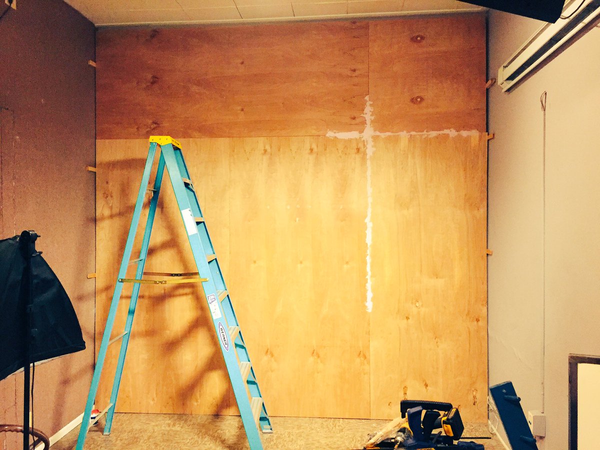 New wall for the AV Studio new camera and equipment, lights coming in this week can't wait to get started