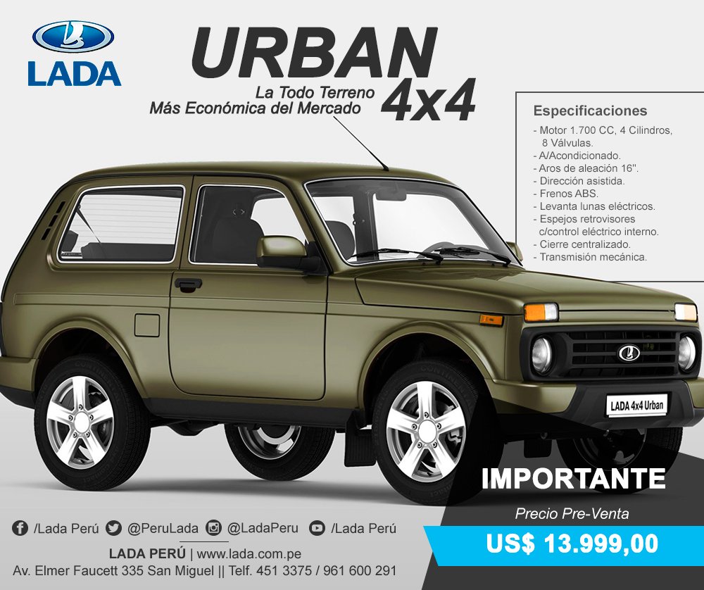 PeruLada's tweet photo. URBAN 4X4 LLEGA AL PERÚ MUY PRONTO #ladaperu #perulada #sobreruedas #rusticos #clubniva #urban4x4 https://t.co/xXIcmz0li3