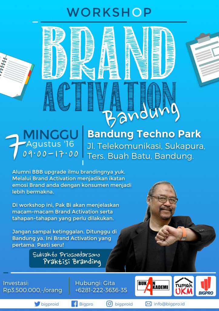 bigproID's tweet image. Alumni BBB upgrade ilmu brandingnya yuk! Jangan sampai ketinggalan. Pasti seru! @Rumah_UKM #IndonesiaBisaBikinBrand