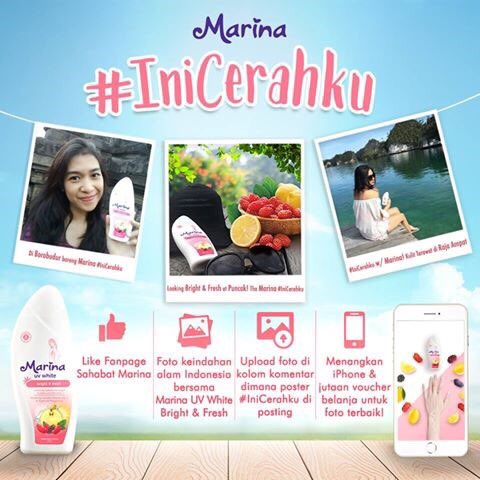 ada hadiah buat kamu yg beruntung, kalau ikutan #IniCerahku brsma Marina UV White Bright &amp; Fresh! cek <a href="/SahabatMarina/">Marina</a>