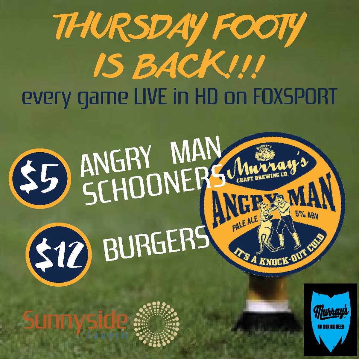 $5 Angryman while catch the footy in the front bar!