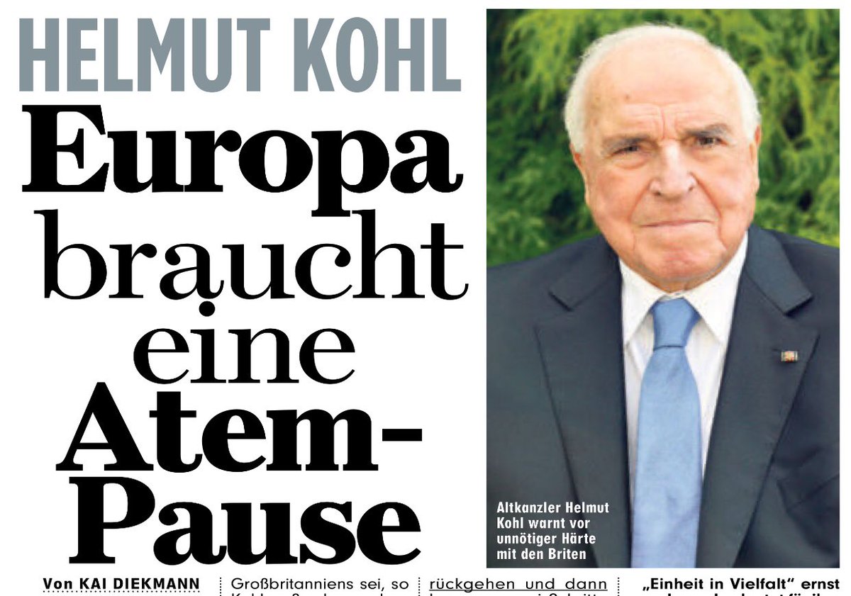 KaiDiekmann's tweet photo. Was die EU nach der #Brexit-Entscheidung mit Großbritannien tun sollte: Helmut Kohl in @BILD https://t.co/PN2vQ11zGi https://t.co/owVKfPVAMP