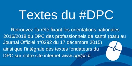 AgenceDPC's tweet photo. #OGDPC / #AgenceDPC Les orientations nationales 2016-2018 sur https://t.co/TvcNP1hcHe #formation #DPC https://t.co/nqA2OOUJJf