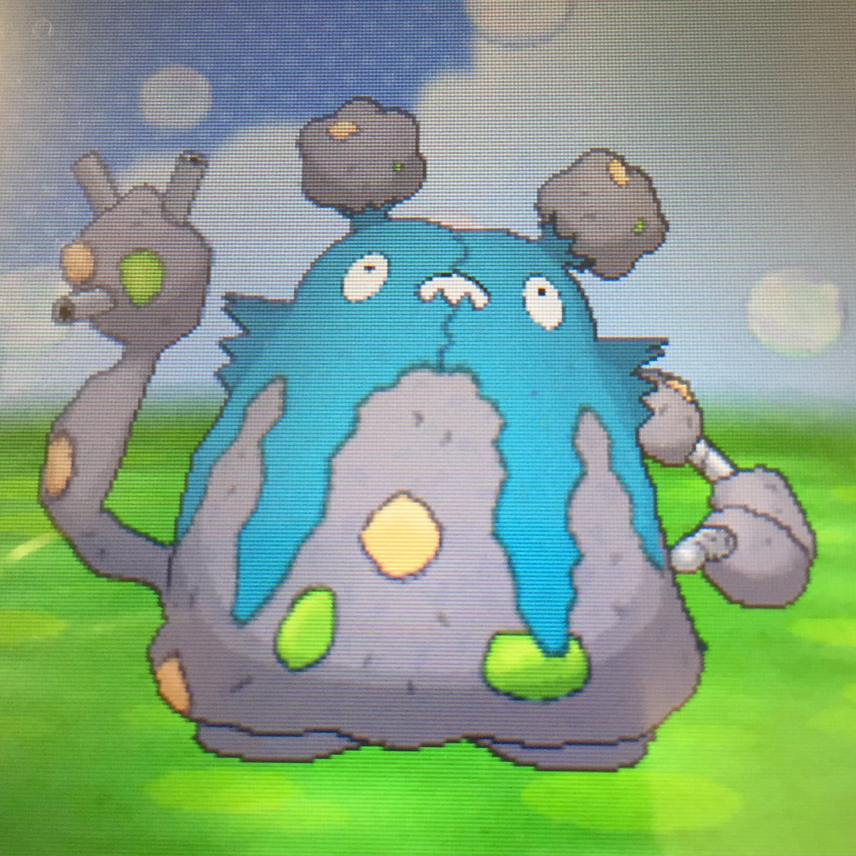 NateCompany's tweet photo. I'm not happy with this thing took me a while to catch it and poisons my Pokemon 😑 but I got it @SmkGaming05 https://t.co/Vacgvjdw6I