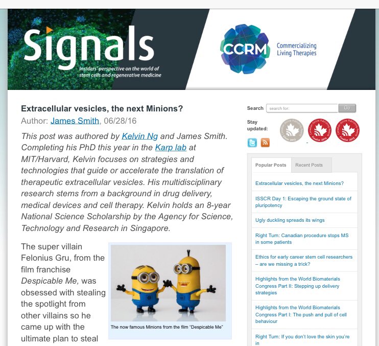 IP_Asset's tweet image. Extracellular vesicles, the next Minions? Read more at signalsblog.ca/extracellular-…