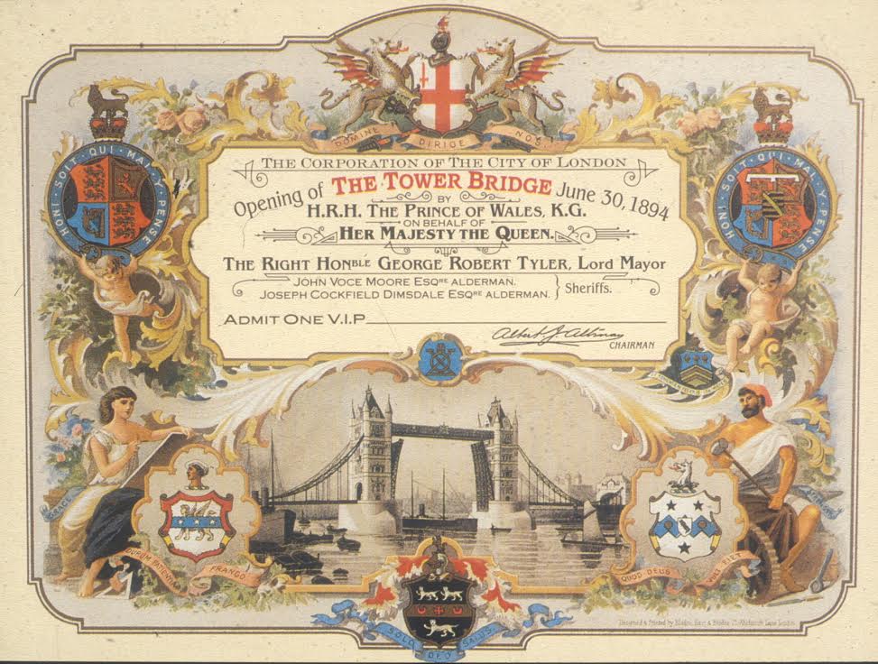 TowerBridge's tweet image. Today marks 122 years since Tower Bridge was first opened to the public! Here's the ticket from the event in 1894