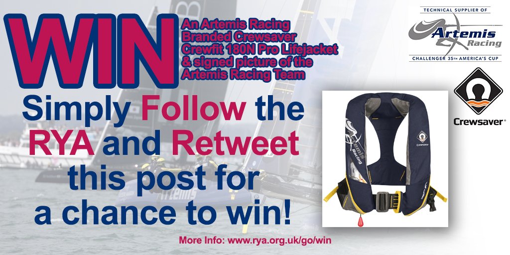 RYA's tweet photo. Last chance to #win with @Crewsaver, follow and retweet @RYA to enter! For more info visit: https://t.co/giPXMD9IjH https://t.co/anZ1mj3YPd
