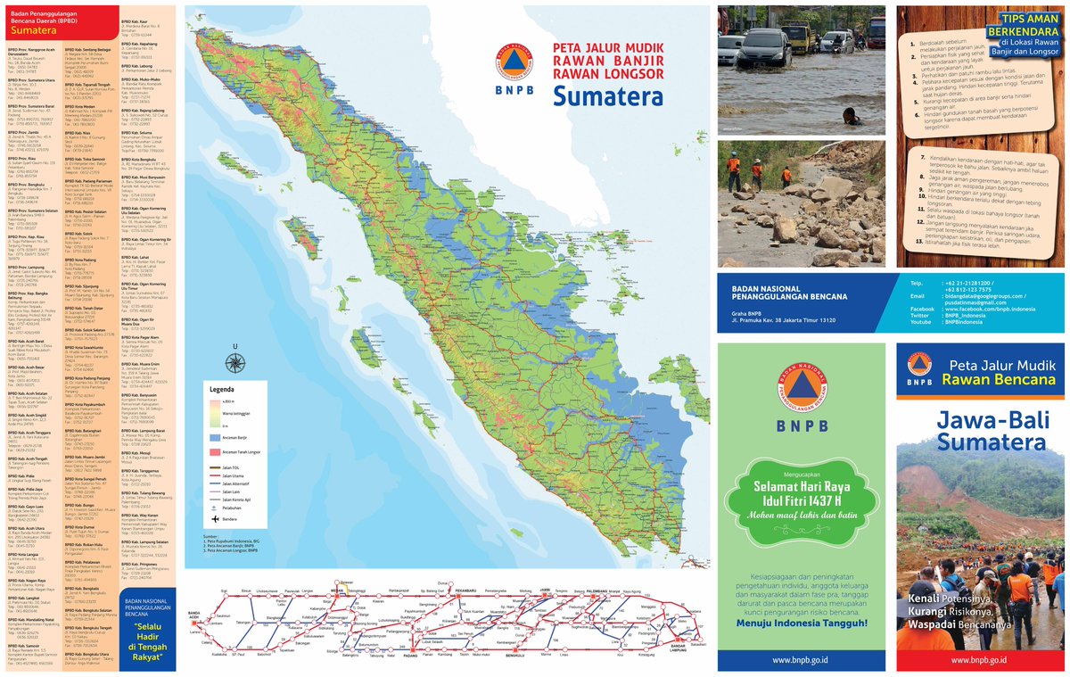 Peta Jalur Mudik Rawan Bencana - Jawa,Bali &amp; Sumatera.Silahkan download utk mengetahui daerah rawan banjir &amp; longsor