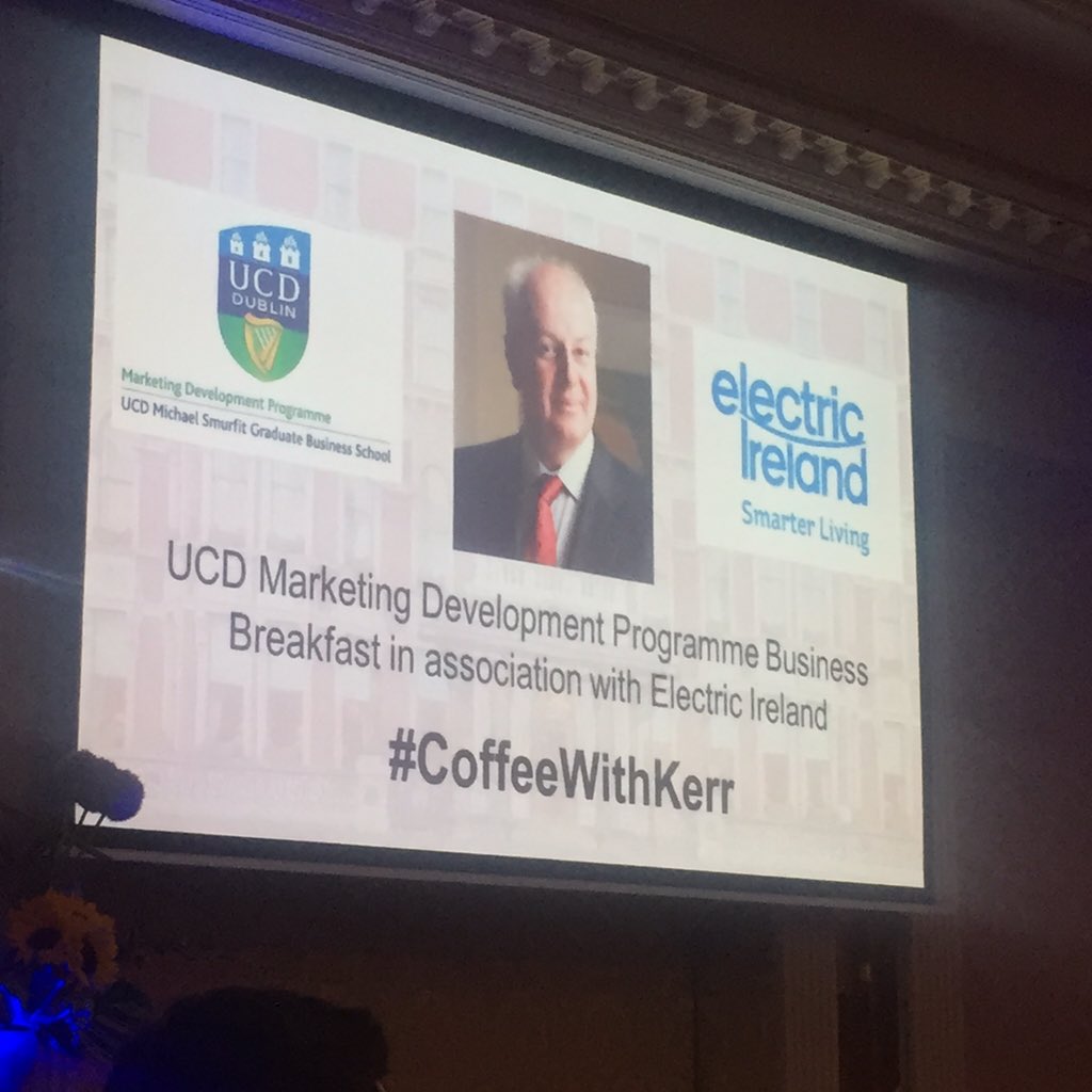 Interesting morning ahead #coffeewithkerr. Thanks for invite  <a href="/ElectricIreland/">Electric Ireland</a> <a href="/MDP_IE/">Marketing Development Practice UCD</a>