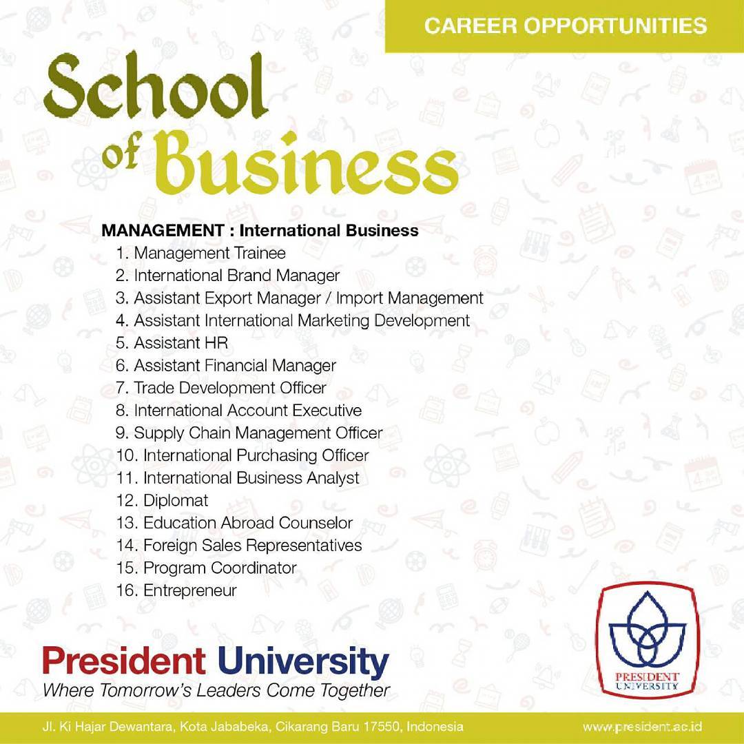 PRESUNIV's tweet photo. Interested in School of Business Program? Here are the career opportunities for you in INTERNATIONAL BUSINESS FIELDS https://t.co/GSoT1xf6Ee