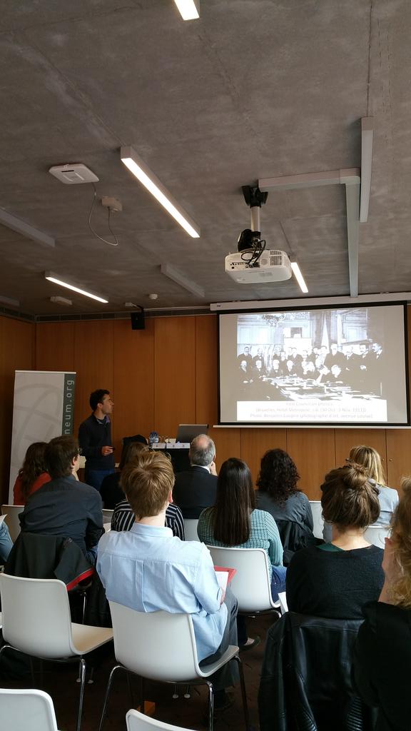 Mundaneumasbl's tweet photo. K.Bertrams explores scientific internationalism at Solvay conferences aft WW1 #ticbelgium @ULBruxelles @SolvayGroup https://t.co/kQbWRoaHT5