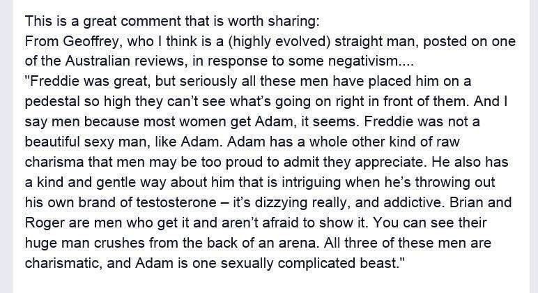 FoxVegas's tweet photo. AN INSIGHTFUL, WISE COMMENT ABOUT ADAM LAMBERT, ON AN AUSTRALIA  REVIEW: TYSVM, .@Aylin_38 ~ https://t.co/ViTgkdnXYw https://t.co/6O4bSqd6bO