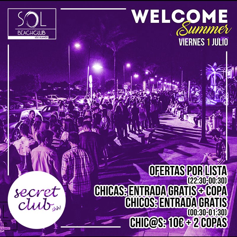 Accede a las listas para mañana en la Fiesta Secret Club y consigue tu pase con descuento #SolBeach #Summer