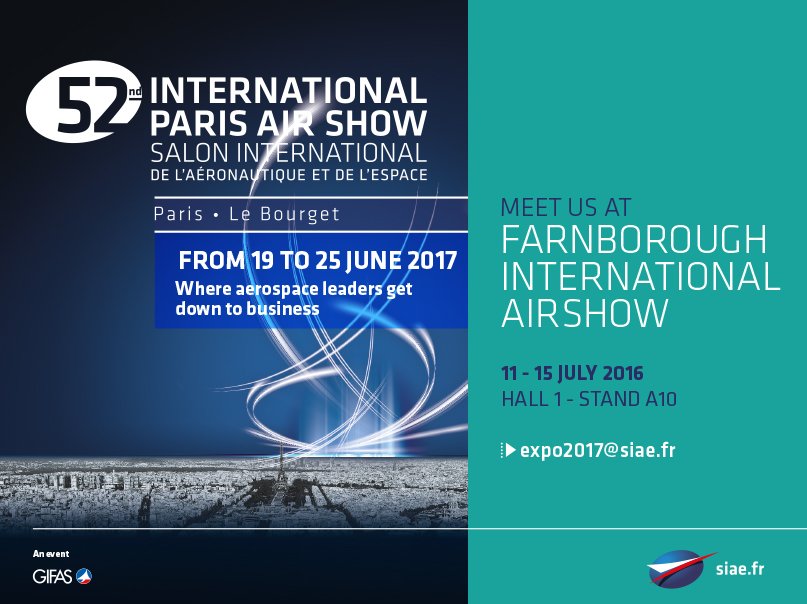 The #ParisAirShow team is waiting for you at Farnborough (booth A10 Hall1) ! #FIA16 #PAS17