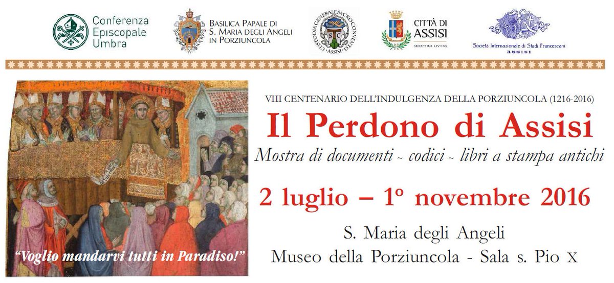 Documenti, codici e libri antichi sul Perdono di Assisi
Mostra alla Porziuncola, 2 lug-1 nov
assisiofm.it/documenti-codi…
