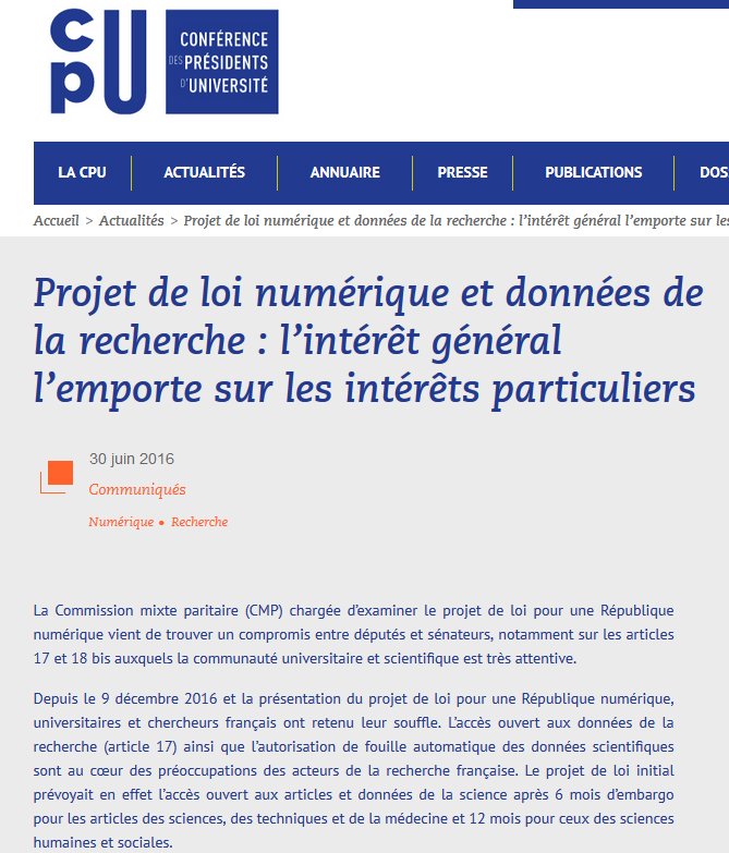 FranceUniv's tweet photo. Projet de loi numérique et données de la recherche : l’intérêt général l’emporte... #PJLNum https://t.co/4aoGmL067B https://t.co/WVkapWYCub